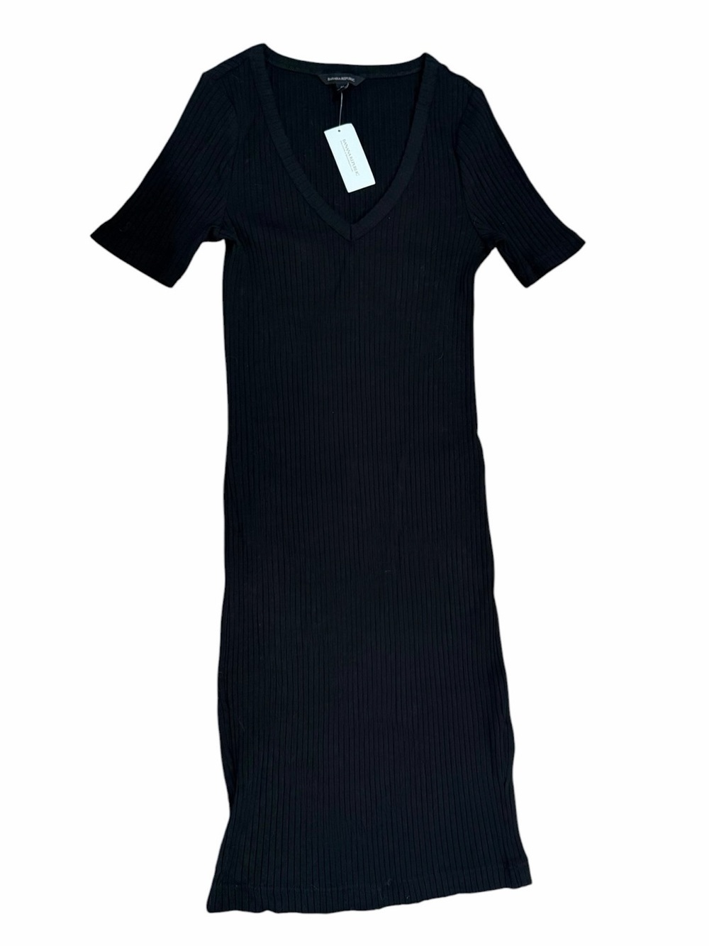 Banana Republic Black Ribbed V-neck Dress NWT Size Medium